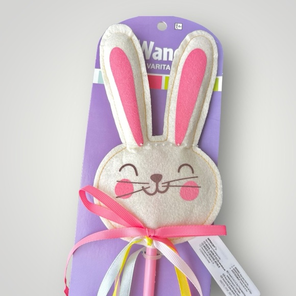 Plush Easter Bunny Rabbit Head Ribbon Stick Wand Hanging Decor New Set Of 3 - Picture 6 of 7